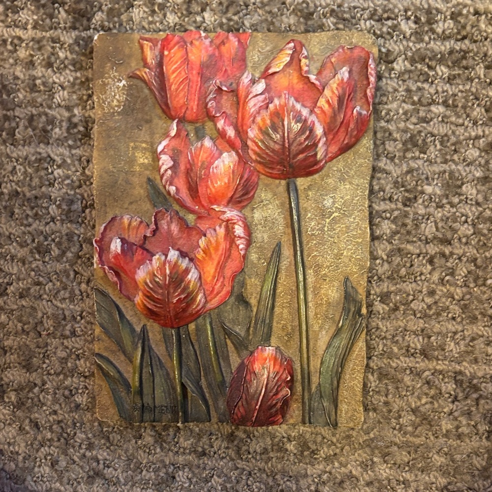 Floral Wall Art with Red Tulips
